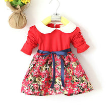 1-5y-kids-baby-girls-princess-long-sleeve-pleat-floral-bow-mini-dress-party-tutu-dresses BBL