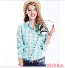 Cotton Clasical Women's Stripe Plaid Blouses Shirts Long Sleeve Grid Shirts For Woman Ladies Casual Top Blusas