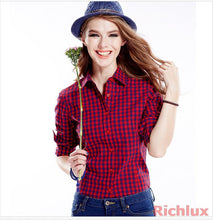 Cotton Clasical Women's Stripe Plaid Blouses Shirts Long Sleeve Grid Shirts For Woman Ladies Casual Top Blusas