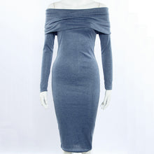 Sexy Off Shoulder Knitted Dress For Women Long Sleeve Slash Neck Women Dress Slim Bodycon Dress Ladies