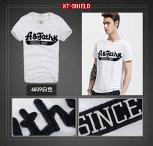 Cotton Men's Short Sleeve T shirts Slim Spell Embroider Casual Man Tops Tees For t-shirt