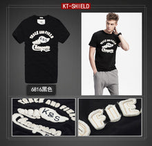 Cotton Men's Short Sleeve T shirts Slim Spell Embroider Casual Man Tops Tees For t-shirt