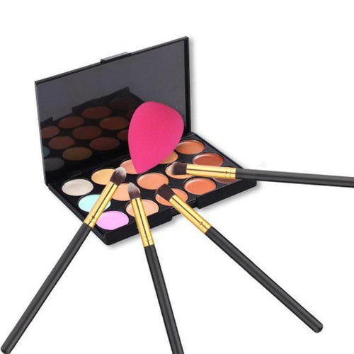 15 Colors Maquiagem Professional Concealer Palette Makeup Contour Palette + 4pc Powder Brushes +Sponge Blender