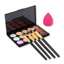 15 Colors Maquiagem Professional Concealer Palette Makeup Contour Palette + 4pc Powder Brushes +Sponge Blender