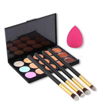 15 Colors Maquiagem Professional Concealer Palette Makeup Contour Palette + 4pc Powder Brushes +Sponge Blender