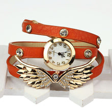 Vintage Leather Strap Angel Wings Rivet Bracelet Watches Wristwatch