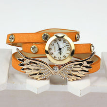 Vintage Leather Strap Angel Wings Rivet Bracelet Watches Wristwatch