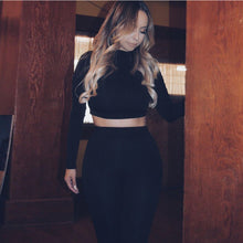2 piece Women Long Sleeve Crop Tops + Pants Sexy Bodycon Skinny Outfits Pants Women Sets Plus Size GV423