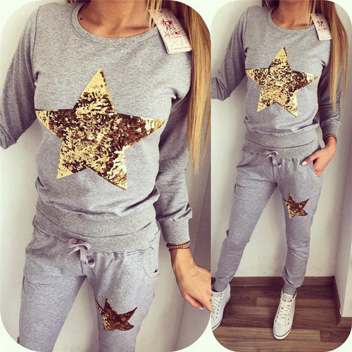 2 Pieces Hoodies+Pants Warm Sweatshirt Women Print Womens Tracksuit Set Long Sleeve Causal Femme LX076