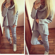 2 Pieces Sets Womens Hoodie Tracksuit Irregular Sweatshirt Hooded Sport Wear Sportsuits Casual Chandal Mujer Suit M0456