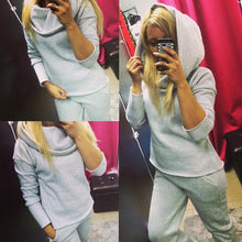 2 Pieces Sets Womens Hoodie Tracksuit Irregular Sweatshirt Hooded Sport Wear Sportsuits Casual Chandal Mujer Suit M0456