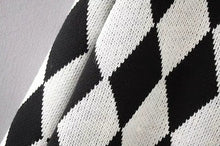 Contrast color Argyle Plaid Sweater Women O neck Long Sleeve Knitwear Jumper Pullover kleding jerseis mujer femme