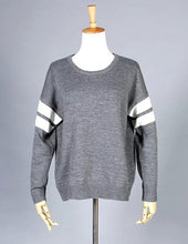 American Apparel 2 Striped Sleeve Knitted Jumper Pullovers truien poncho dames kleding mujer pull femme Sweaters Knitwear