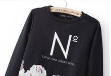 European Flower Print Hoodies Women Long Sleeve Letter Print Sweatshirt Casual Pullover Sweatshirt Women