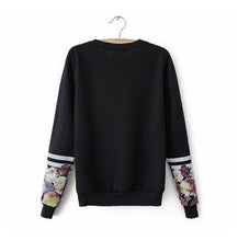 European Flower Print Hoodies Women Long Sleeve Letter Print Sweatshirt Casual Pullover Sweatshirt Women