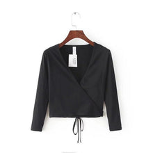 Low Cut Deep V Neck Crop Top Sexy Short T shirt 70s Wrap Crop Top Tshirt Women Harajuku Women Clothing