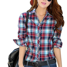 Women Casual shirt Long sleeve red white purple Plaid Blouses fashon Tights Shirts J2109