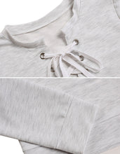 Casual Sexy Long Sleeve Loose Cross Lace Up Bandage Pullover For Women Sweatshirt Short Crop Tops Hoodies