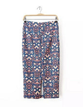 Women's Contrast Color Floral Paisley Print Back Split Bodycon Hip Skirt Slim Fit Pencil Skirt OL Skirts