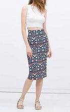 Women's Contrast Color Floral Paisley Print Back Split Bodycon Hip Skirt Slim Fit Pencil Skirt OL Skirts