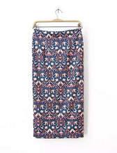 Women's Contrast Color Floral Paisley Print Back Split Bodycon Hip Skirt Slim Fit Pencil Skirt OL Skirts