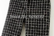 Women's Black & White Contrast Color Plaid Print Slim Fit Casual Pancil Pants Long Trousers