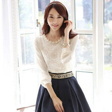 Women's Lace tops Chiffon Shirts Beading Embroidery Blouse For Woman Lady Femininos Blusas J0569
