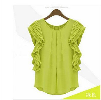Women Blouse Black Green White Plus Size Butterfly Sleeve Chiffon Blouse Shirts Casual O Neck Loose Blusas