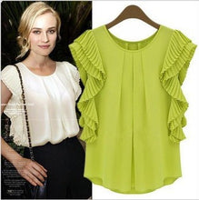 Women Blouse Black Green White Plus Size Butterfly Sleeve Chiffon Blouse Shirts Casual O Neck Loose Blusas