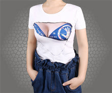 Novelty Womens T shirt 3D Print Tshirts Funny Big Breasted Woman Torn Bra Sexy Tee Shirt Women Tops