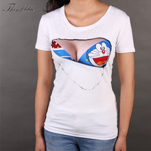 Novelty Womens T shirt 3D Print Tshirts Funny Big Breasted Woman Torn Bra Sexy Tee Shirt Women Tops