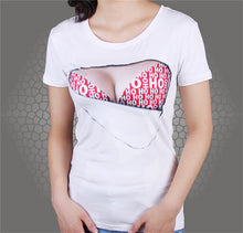 Novelty Womens T shirt 3D Print Tshirts Funny Big Breasted Woman Torn Bra Sexy Tee Shirt Women Tops