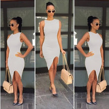 Women Dress Yellow Sleeveless Sexy Split Bodycon Dress Club Party Bandage Dress Elegant Casual Dresses For Women