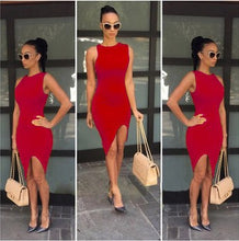 Women Dress Yellow Sleeveless Sexy Split Bodycon Dress Club Party Bandage Dress Elegant Casual Dresses For Women