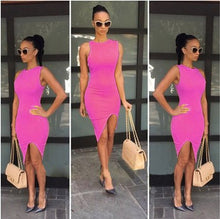 Women Dress Yellow Sleeveless Sexy Split Bodycon Dress Club Party Bandage Dress Elegant Casual Dresses For Women