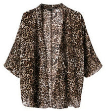 Women's Bohemia Vintage Sexy BOHO Leopard Print Kimono Loose Chiffon Blouse Shirt Tops