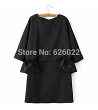 Women's Stitching Ruffles Fold Pleated Hem O- Neck 3/4 sleeve Two-piece Dress Short Mini Dresses Tops