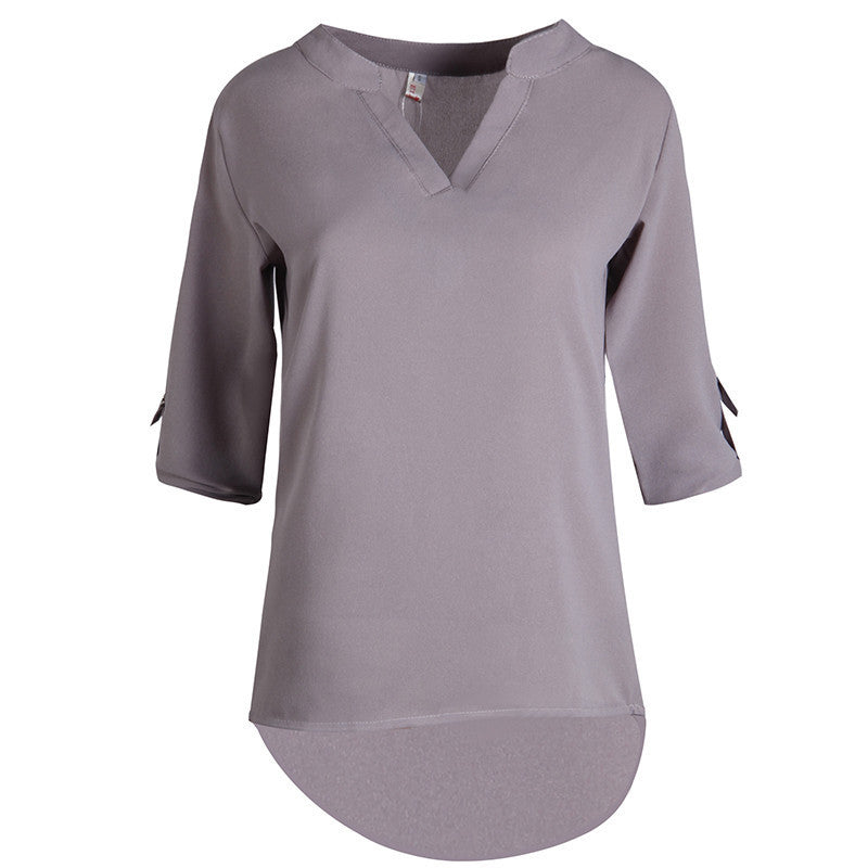 v-neck loose feminina camisas linen cotton large size S-L women blouses red gray ropa mujer BFC- ZX016