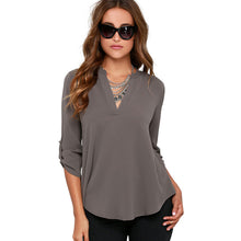 v-neck loose feminina camisas linen cotton large size S-L women blouses red gray ropa mujer BFC- ZX016
