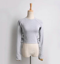 AA metel eyes Lacing up side Hoodies Sweatshirts harajuku Short Sweats Women Clothing Feminina Loose Short Jumper Sweats