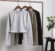 AA metel eyes Lacing up side Hoodies Sweatshirts harajuku Short Sweats Women Clothing Feminina Loose Short Jumper Sweats