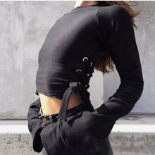 AA metel eyes Lacing up side Hoodies Sweatshirts harajuku Short Sweats Women Clothing Feminina Loose Short Jumper Sweats