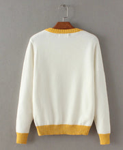 Appliques Bird Flower Embroidery Sweater Women O neck Contrast color Knitwear Jumper Pullovers kleding jerseis femme
