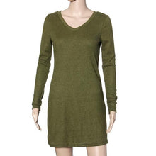 Fashion European Women Dress Long Sleeve V-Neck Jumper Slim Knit Dress Plus Size