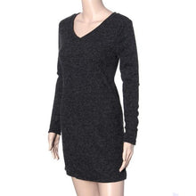 Fashion European Women Dress Long Sleeve V-Neck Jumper Slim Knit Dress Plus Size