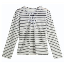 t-shirt-women-striped-tie-tops-v-neck-lace-up-long-sleeves-pullover-casual-top-shirt-white-camisas-femininas BBL