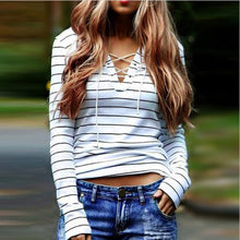 t-shirt-women-striped-tie-tops-v-neck-lace-up-long-sleeves-pullover-casual-top-shirt-white-camisas-femininas BBL