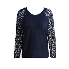 fashion-women-knitting-sweater-hollow-out-lace-splicing-sleeve-maglioni-o-neck-pullover-tops-pink-chandail-femme BBL