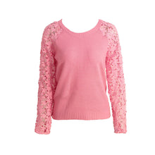 fashion-women-knitting-sweater-hollow-out-lace-splicing-sleeve-maglioni-o-neck-pullover-tops-pink-chandail-femme BBL