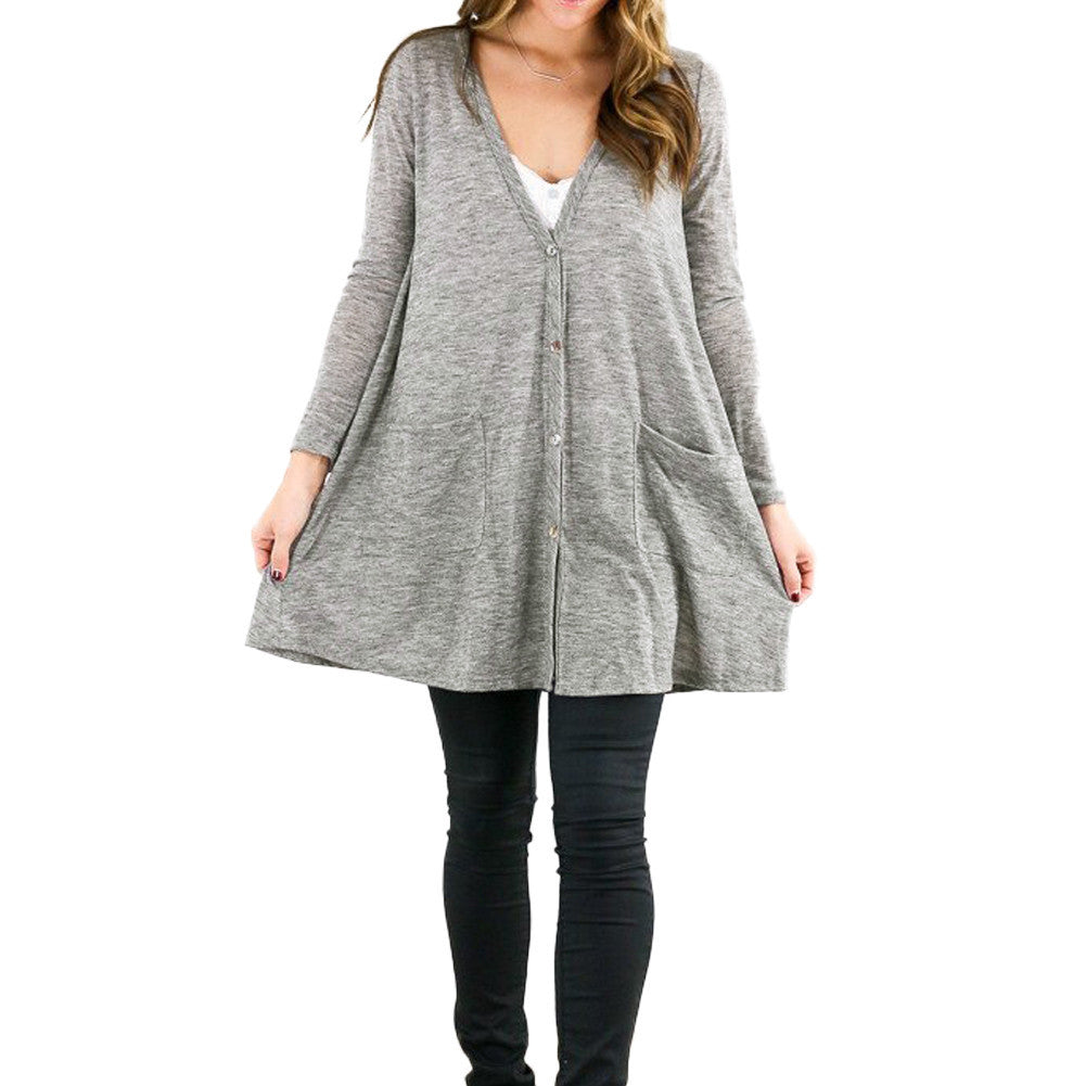women-loose-jacket-button-down-tunic-shirt-pocketed-v-neck-long-sleeves-casual-knitted-long-tees-women-grey BBL